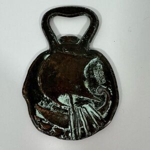 Vintage Greek Coin Bottle Opener Metal Bronze Patina  Souvenir Tourist